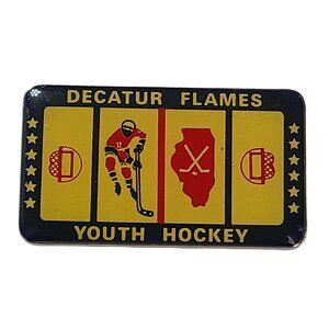 Vintage Decatur Flames Youth Ice Hockey Pin Badge IL Illinois 2"